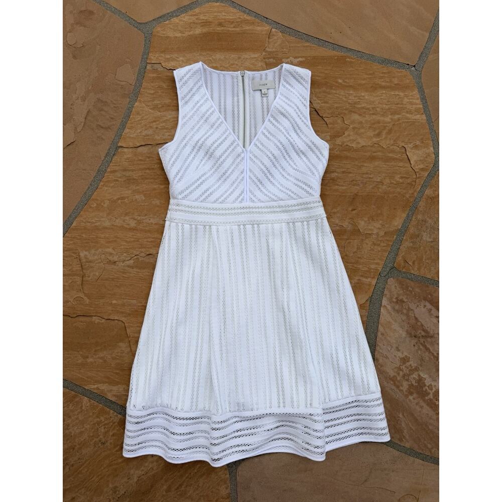 J. Crew White Fit and Flare Dress - 8 V Neck JK
